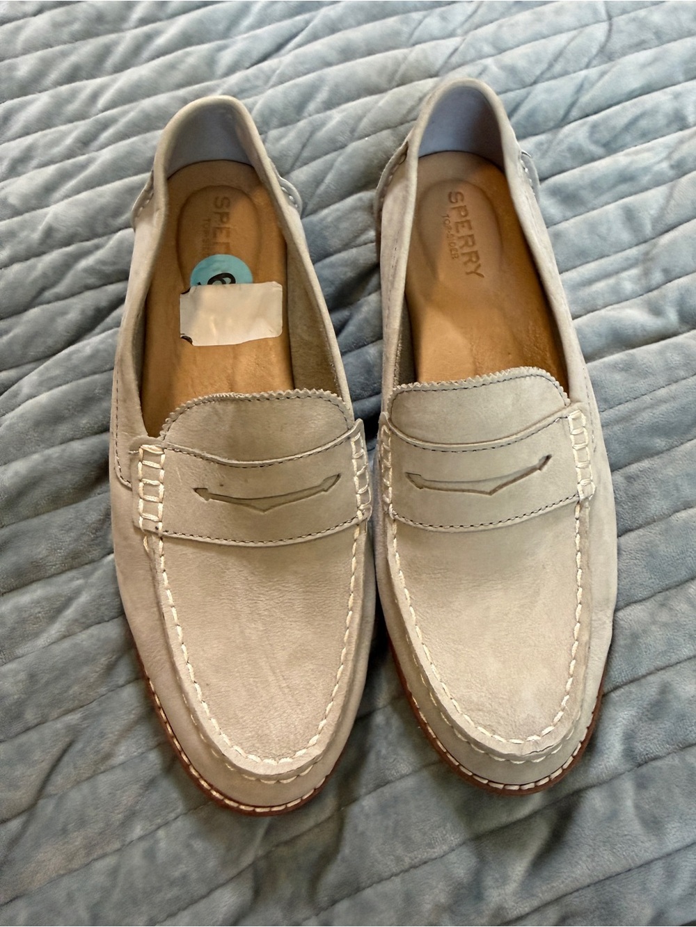 Sperry Light Gray Suede Penny Loafers for Men